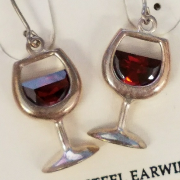 Silver Forest Jewelry Silver Red Wine Glass Earrings Poshmark